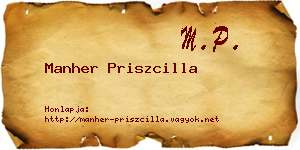 Manher Priszcilla névjegykártya